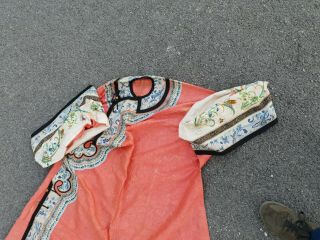 Antique 19 th Chinese silk embroidery robe textile dress 4