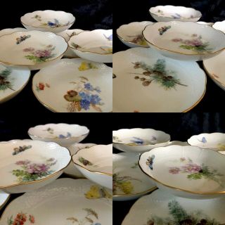 8 Antiques meissen porcelain Berry Bowls Art Nouveau Naturalistic 11