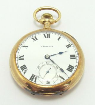 Hamilton 14kt Gold Pocket Watch 17 Jewels