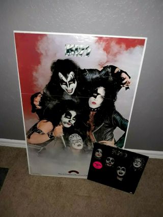 Mega Rare Kiss Promo Poster 1974 And White Label Promo Sticker Lp