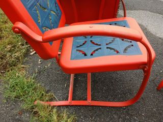 Vintage 3 Seater Piecrust Design Glider And Matching Chairs 1940’s 10