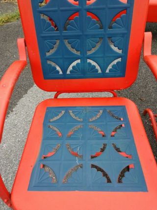 Vintage 3 Seater Piecrust Design Glider And Matching Chairs 1940’s 6