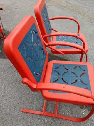 Vintage 3 Seater Piecrust Design Glider And Matching Chairs 1940’s 9