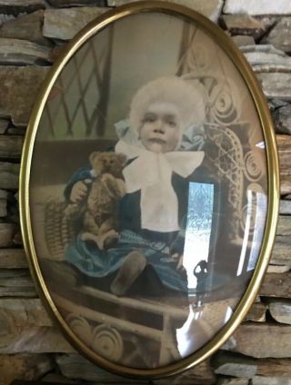 Rare Early Antique Steiff Teddy Bear 1913 And Picture Of Child Holding It 1913 11