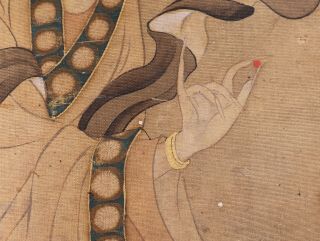 Antique Chinese Scroll Painting on Silk Female Figure with Calligraphy and Seal 7
