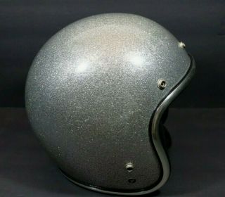 Vintage Arthur Fulmer Af - 40 Motorcycle Silver Metal Flake Helmet Size Xl