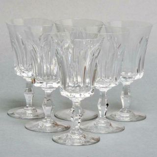 Vintage Set Of 6 Baccarat Crystal Polignac Claret Wine Glasses,  Signed