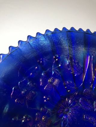 Northwood GOOD LUCK ANTIQUE BLUE CARNIVAL GLASS RIBBED PLATE Electric RARE 10