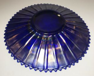 Northwood GOOD LUCK ANTIQUE BLUE CARNIVAL GLASS RIBBED PLATE Electric RARE 8