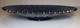 Northwood GOOD LUCK ANTIQUE BLUE CARNIVAL GLASS RIBBED PLATE Electric RARE 9