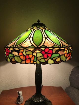 Duffner & Kimberly Floral Nasturtium Border Leaded Stained Glass Lamp Shade