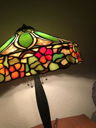 Duffner & kimberly Floral Nasturtium Border Leaded Stained Glass Lamp Shade 4