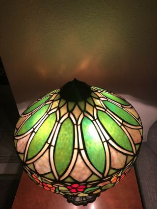 Duffner & kimberly Floral Nasturtium Border Leaded Stained Glass Lamp Shade 5