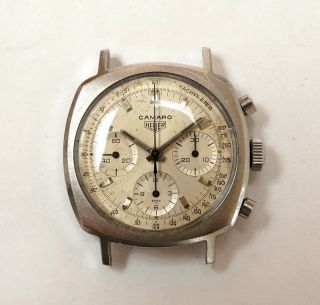 Heuer Camaro 7220s Valjoux 72 Silver Dial First Execution Vintage Chronograph