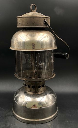 RARE Early1900s Coleman Wooden Handled Kerosene Lantern Mica Globe 3