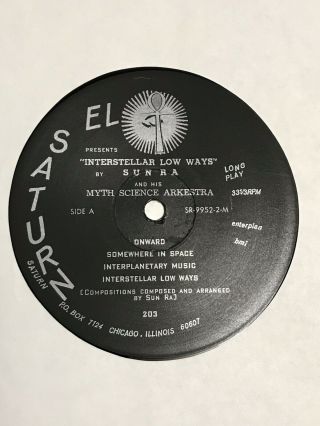 SUN RA & His Myth Science Arkestra LP INTERSTELLAR LOW WAYS rare EL SATURN Vinyl 2