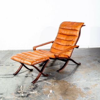 Mid Century Danish Modern Lounge Chair Ingmar Relling Westnofa Ottoman Leather