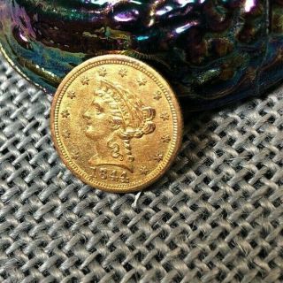 1844 2 1/2 Dollar Gold Au/bu Gem Rare Low Mintage Less Than 7k No Res