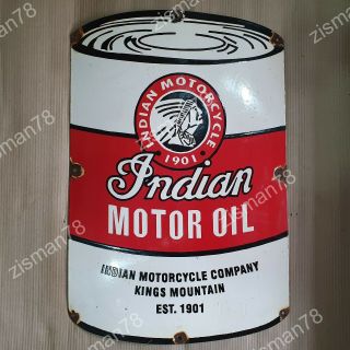 Indian Motor Oil Vintage Porcelain Sign 20 X 30 Inches