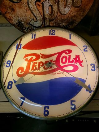 Vintage Pepsi Cola Double Dot Light Up Clock Antique