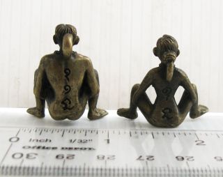 VINTAGE Set of 2 Old Hill Tribe Bronze Shaman Fertility Amulet 2