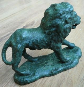 Scarce Antique Ancient Roman Military Legionary Bronze Figurine Statue Lion