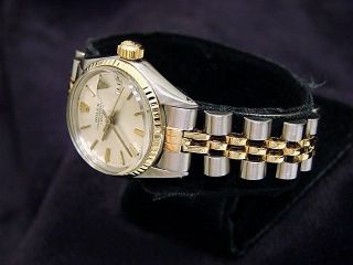 Vintage Rolex Date Ladies 2Tone 14K Yellow Gold Steel Watch Jubilee Silver 6517 3