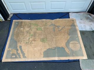 1876 Map Of The United States And Territories 52” X 82” Very Rare