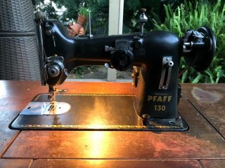 Antique Vintage Pfaff 130 Sewing Machine with stand and accessories 6