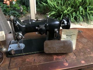 Antique Vintage Pfaff 130 Sewing Machine with stand and accessories 8