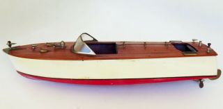 1948 Rare Vintage Hand - Made Japan All Wooden Boat/inboard Motorized 17 3/4 "