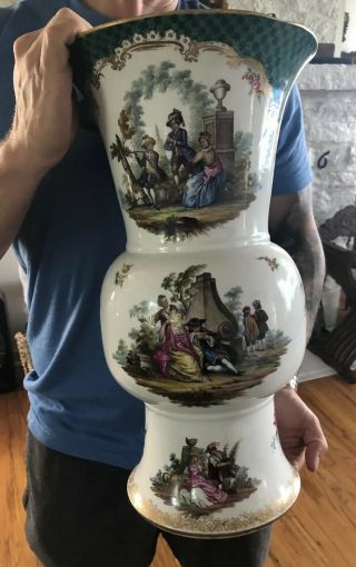 Rare 18th Century Meissen Powdered Ground Beaker Gu - Shaped Oversize Vase 18”