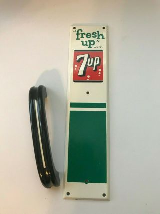 Vintage Advertising 7 Up Soda Door Push Pull Tin W/handle