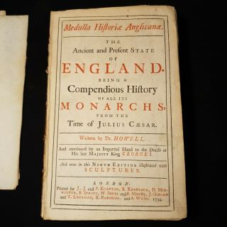 1734 Ancient & Present State ENGLAND History HOWELL with COPPER PLATES Woodcuts 5