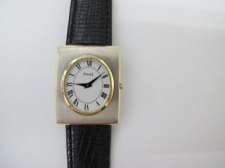 Piaget Vintage Rectangular 18k White And Yellow Gold Dial Roman Numerals