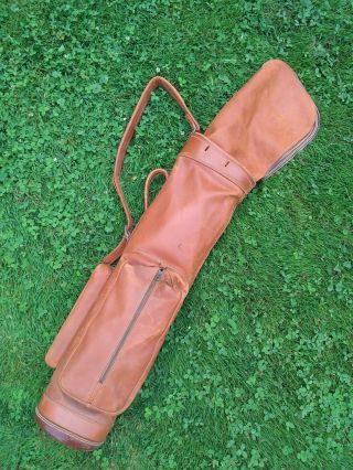 Vintage Antique Spalding Golf Bag Early Leather Stove Pipe
