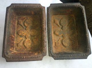 Rare 1800s Antique Cast Iron Bread Pan Mold W/ Design 19th Century Civil War