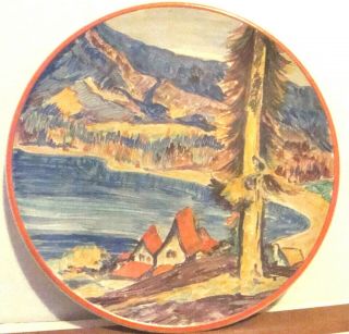 Vintage Santa Catalina Island Handpainted 14 " Plate,  Seaside Village,  By Graham