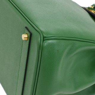 Authentic HERMES BIRKIN 40 Hand Bag Green Veau Epsom France Vintage S08702 4