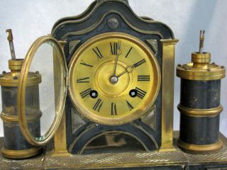 Antique FRENCH MEDAILLE BRONZE MECHANICAL CLOCK - 2