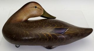 VINTAGE c.  1950 ' s CHARLIE JOINER,  MARYLAND EARLY HAND CARVED WOODEN DUCK DECOY 3