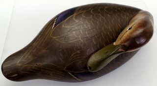 VINTAGE c.  1950 ' s CHARLIE JOINER,  MARYLAND EARLY HAND CARVED WOODEN DUCK DECOY 6