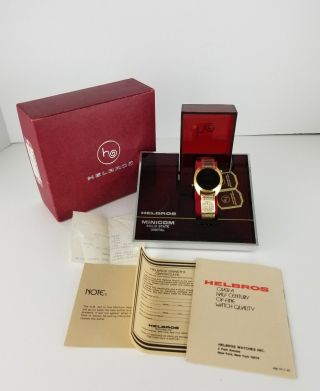 Vintage Helbros Minicom Quartz Solid State Red Led Watch Full Set