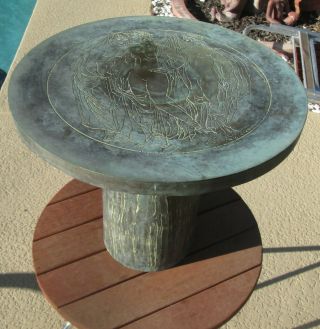 Acid Etched And Bronze Philip Kelvin Laverne " Romanesque " Side Table Patina