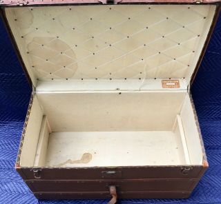 Antique 1900 - 1905 LV Louis Vuitton Steamer Trunk w/ Orig Brass Leather Painted 10