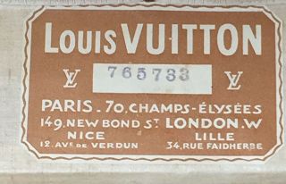 Antique 1900 - 1905 LV Louis Vuitton Steamer Trunk w/ Orig Brass Leather Painted 11