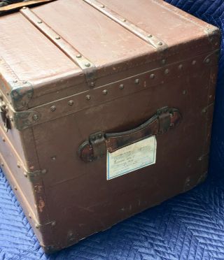 Antique 1900 - 1905 LV Louis Vuitton Steamer Trunk w/ Orig Brass Leather Painted 8