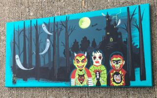 El Gato Gomez Painting Retro Halloween Haunted House Vintage Ben Cooper Mask Pop