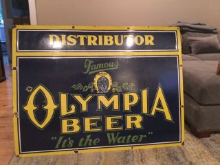 Large Vintage Olympia Beer Porcelain Sign 48” 2