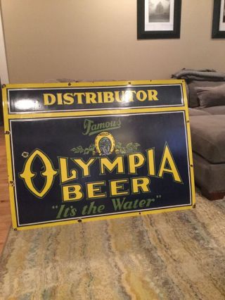 Large Vintage Olympia Beer Porcelain Sign 48” 4